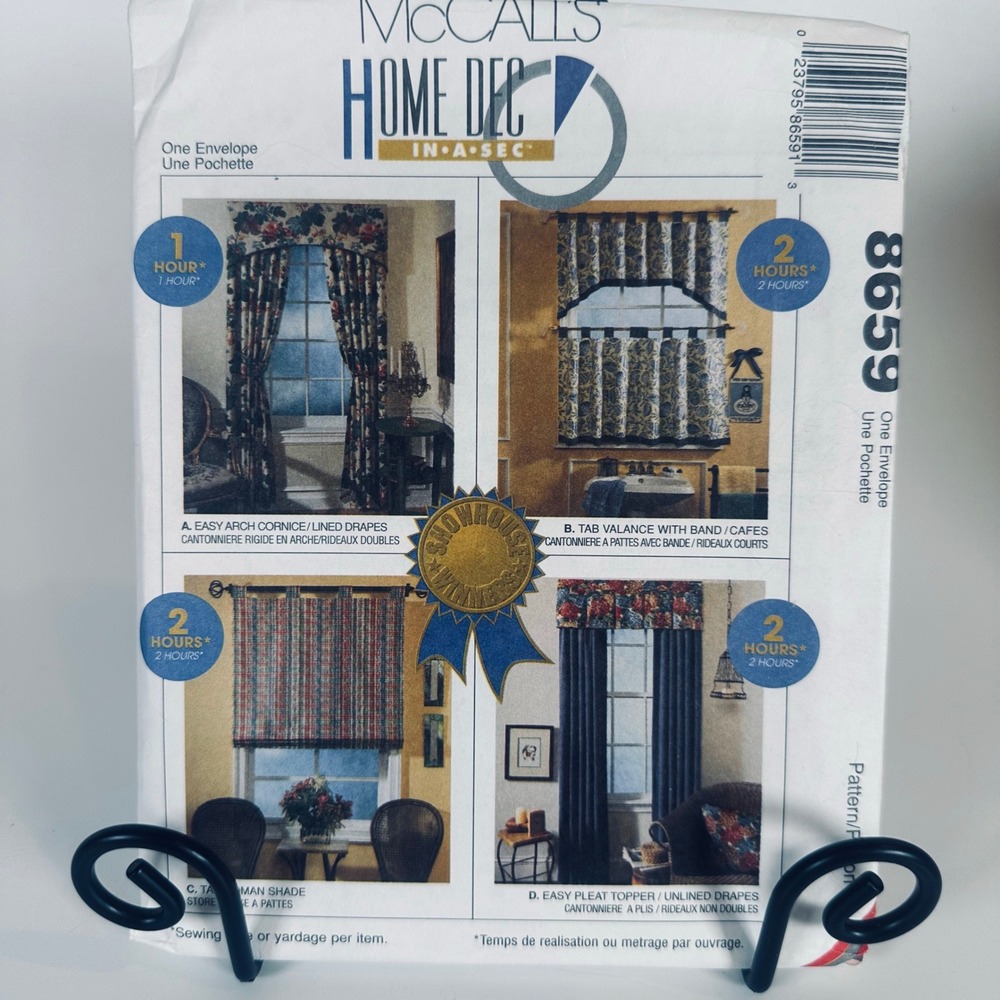 McCall's 8659 Sewing Pattern Home Decor Drapes Valances Uncut Factory Folded